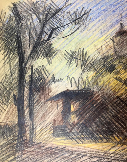 Pencils painting Disturbing evening Kryzhanivskyi Viktor Vladimirovich