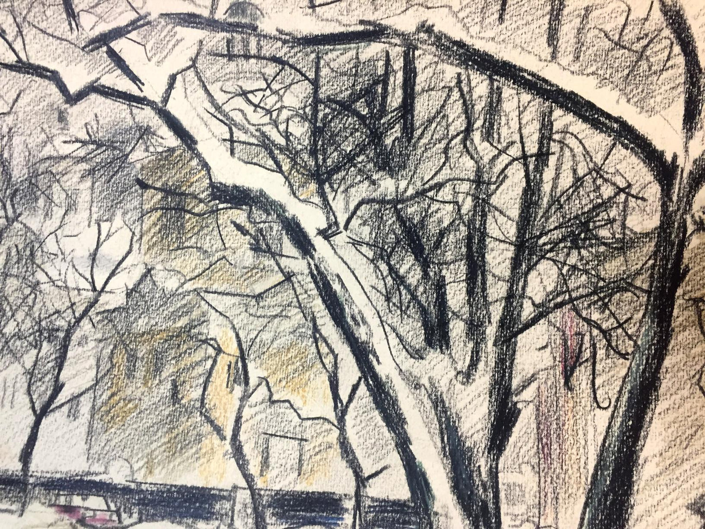 Pencils painting Pokrovnaya street. Winter Kryzhanivskyi Viktor Vladimirovich