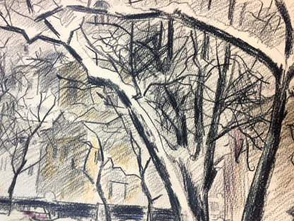 Pencils painting Pokrovnaya street. Winter Kryzhanivskyi Viktor Vladimirovich