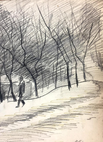 Pencils painting Winter melancholy outside Viktor Kryzhanivskyi