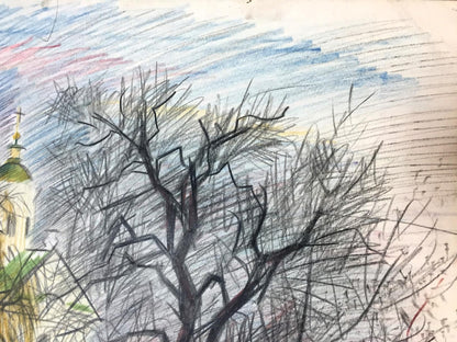 Pencil painting showcasing "Kiev" by Viktor Vladimirovich Kryzhanivskyi