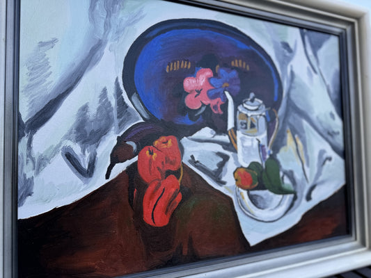 Still Life with a Blue Tray. Inspired by Kuprin