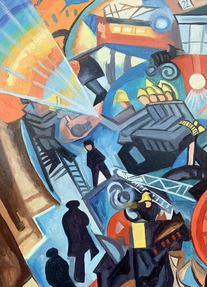 Abstract oil painting Firefighting Victor Konotopsky