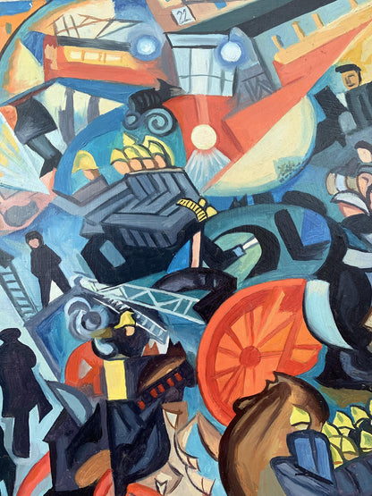 Abstract oil painting Firefighting Victor Konotopsky