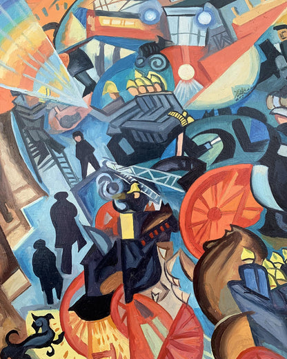 Abstract oil painting Firefighting Victor Konotopsky