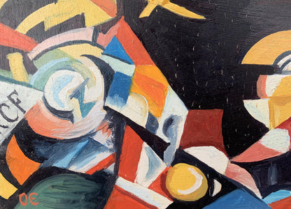 Abstract oil painting Night city of lanterns Victor Konotopsky