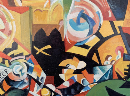 Abstract oil painting Night city of lanterns Victor Konotopsky