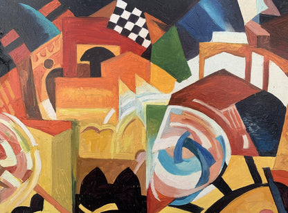 Abstract oil painting Night city of lanterns Victor Konotopsky