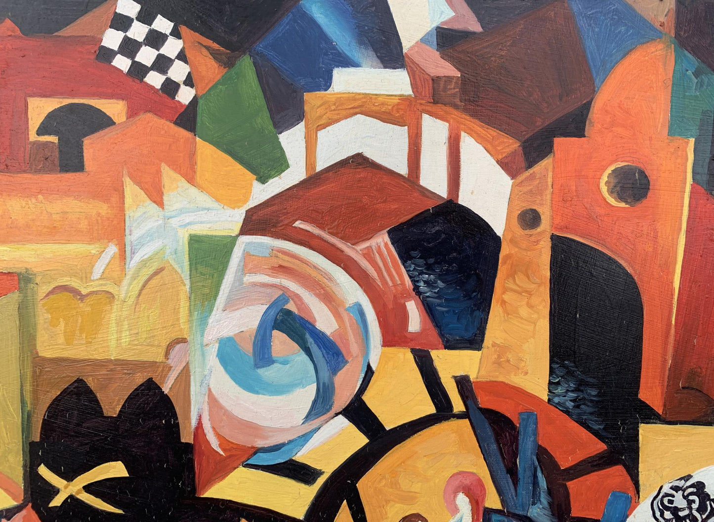 Abstract oil painting Night city of lanterns Victor Konotopsky