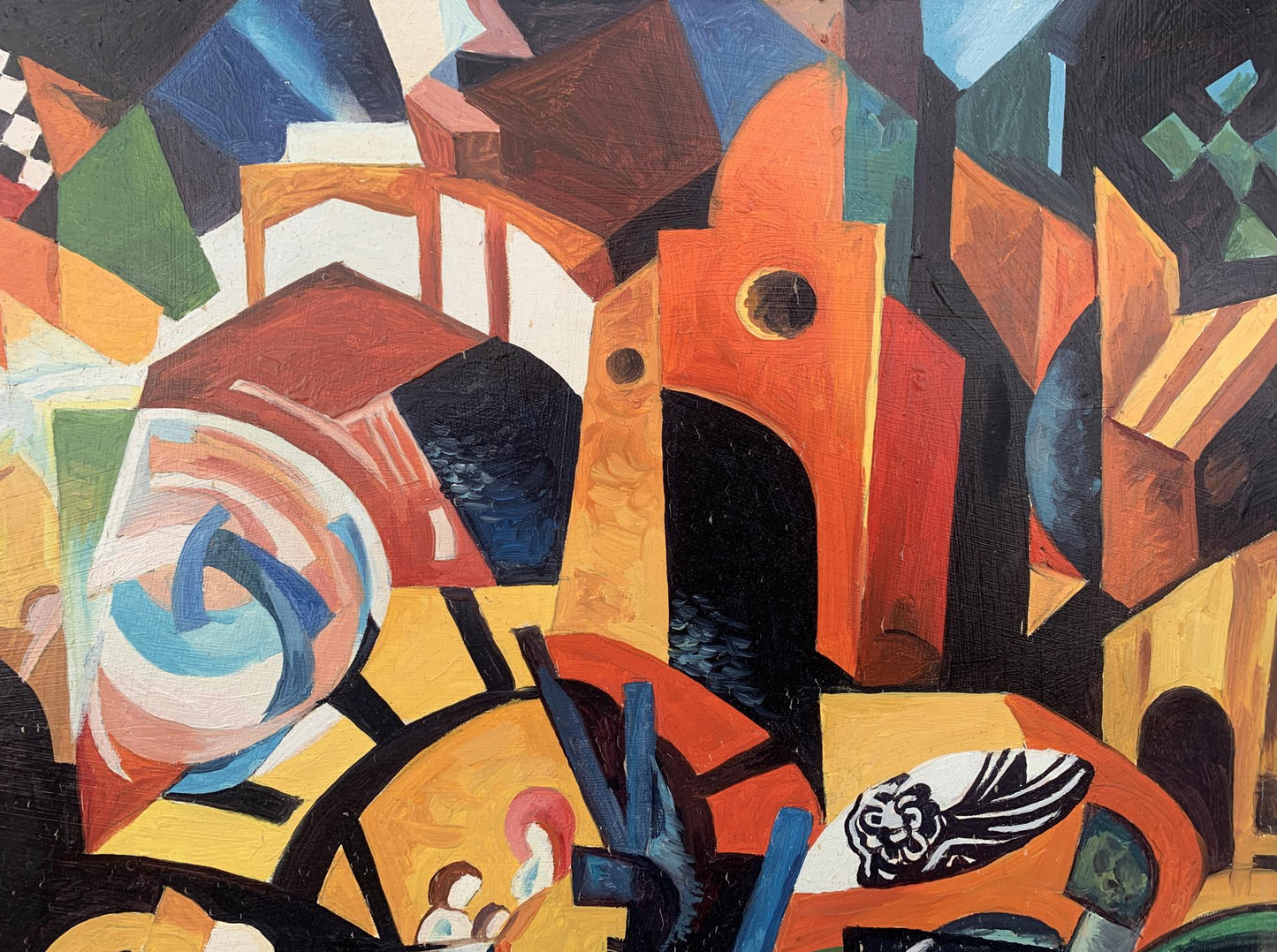 Abstract oil painting Night city of lanterns Victor Konotopsky