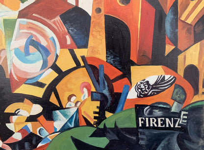 Abstract oil painting Night city of lanterns Victor Konotopsky