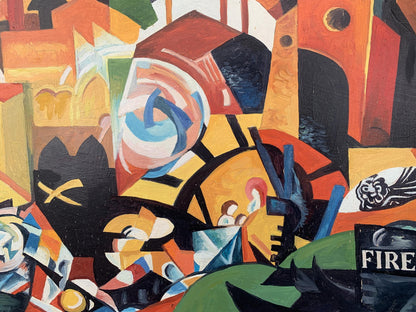 Abstract oil painting Night city of lanterns Victor Konotopsky