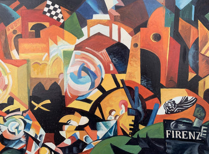 Abstract oil painting Night city of lanterns Victor Konotopsky