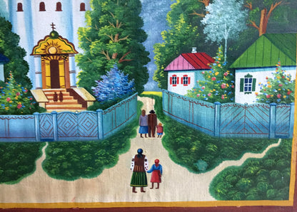 Oil painting To the church