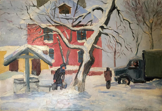 Oil painting Old house Savinets