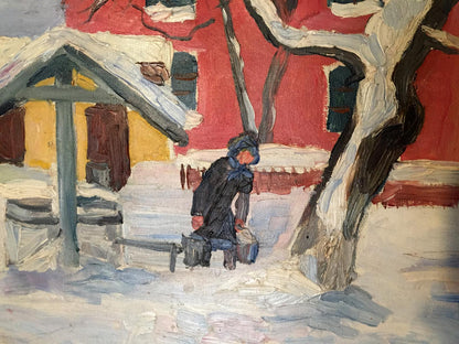 Oil painting Old house Savinets