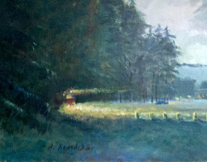 Oil painting Winter road in the pine Alexander Khorov