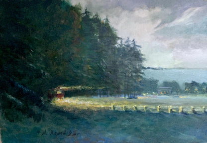 Oil painting Winter road in the pine Alexander Khorov