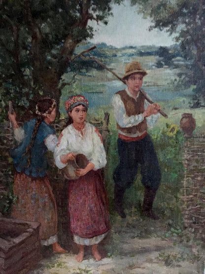 Oil painting Copy of the picture (girl and guy)