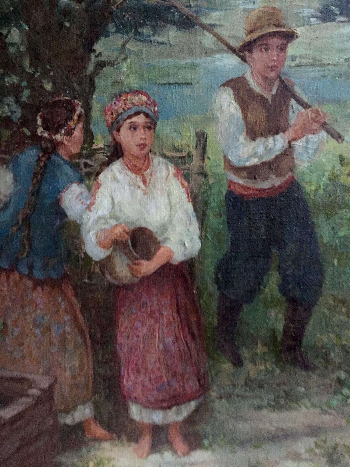 Oil painting Copy of the picture (girl and guy)