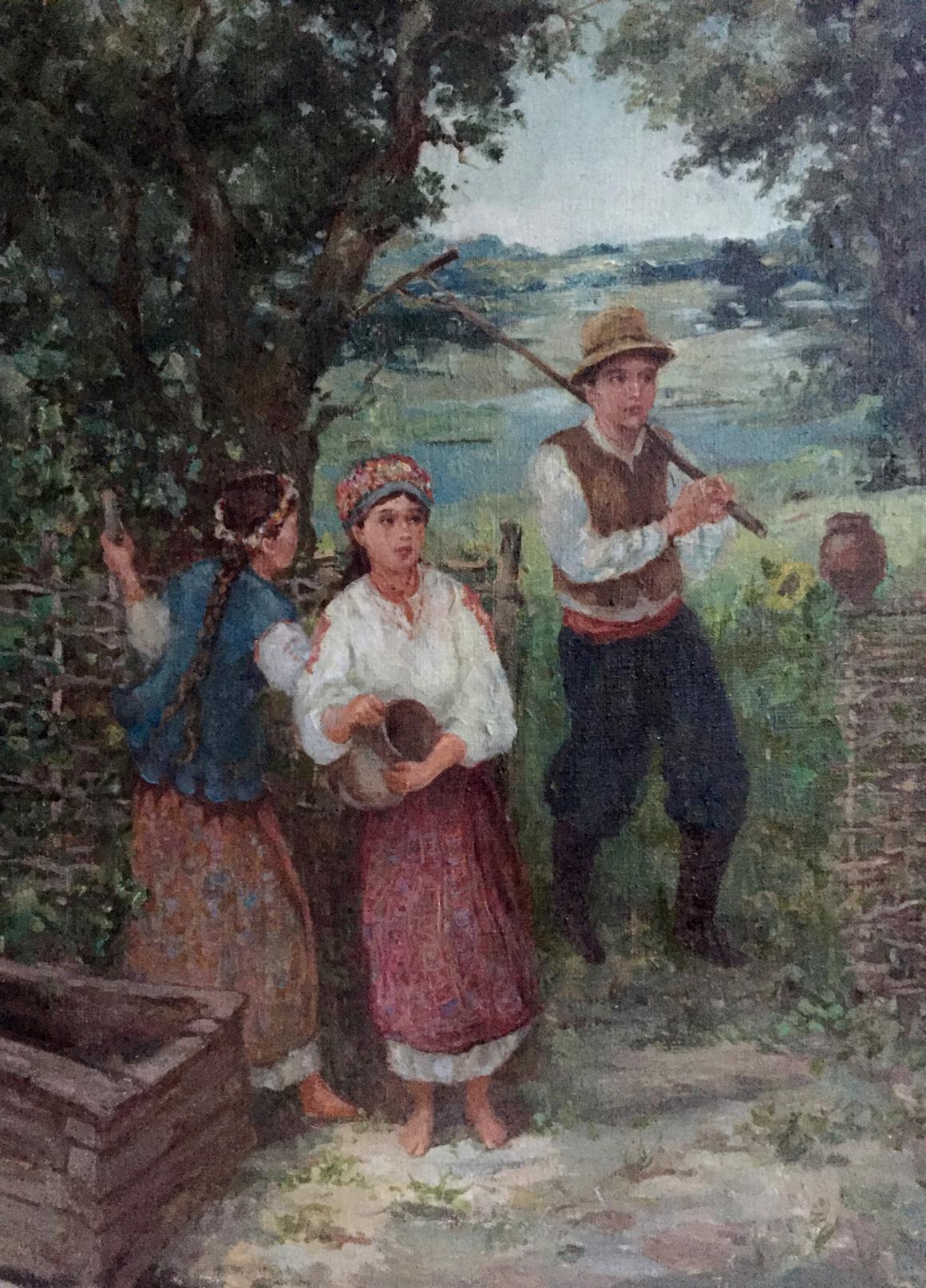 Oil painting Copy of the picture (girl and guy)