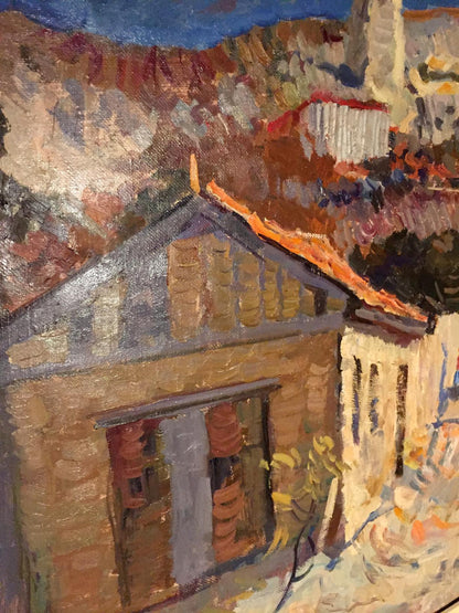 Oil painting Village gate. Crimea Sergeyeva Nina