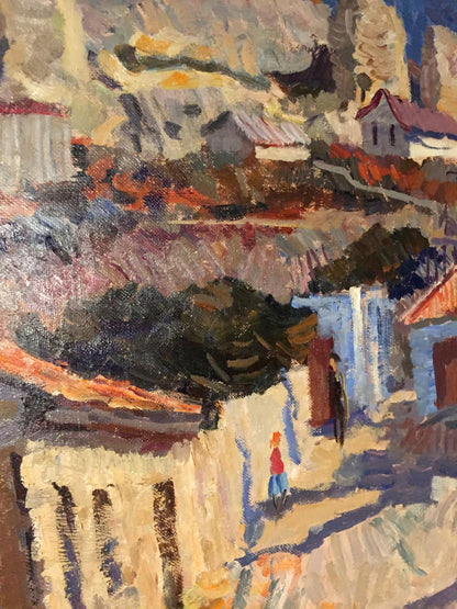Oil painting Mountain village path. Crimea Sergeyeva Nina