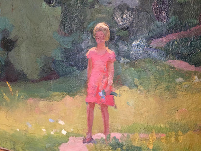 Nikolay Aleksandrovich Khrustalenko's oil painting portraying a stroll through the forest