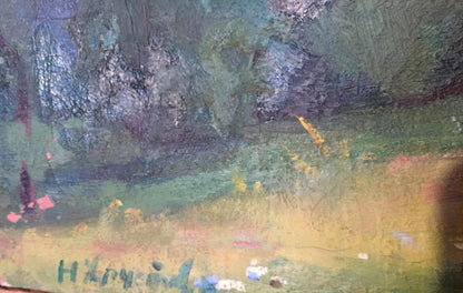 Khrustalenko's oil artwork capturing the serene charm of a forest walk