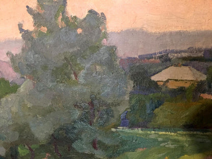 Nikolay Aleksandrovich Khrustalenko's oil painting "Walk through the Forest"