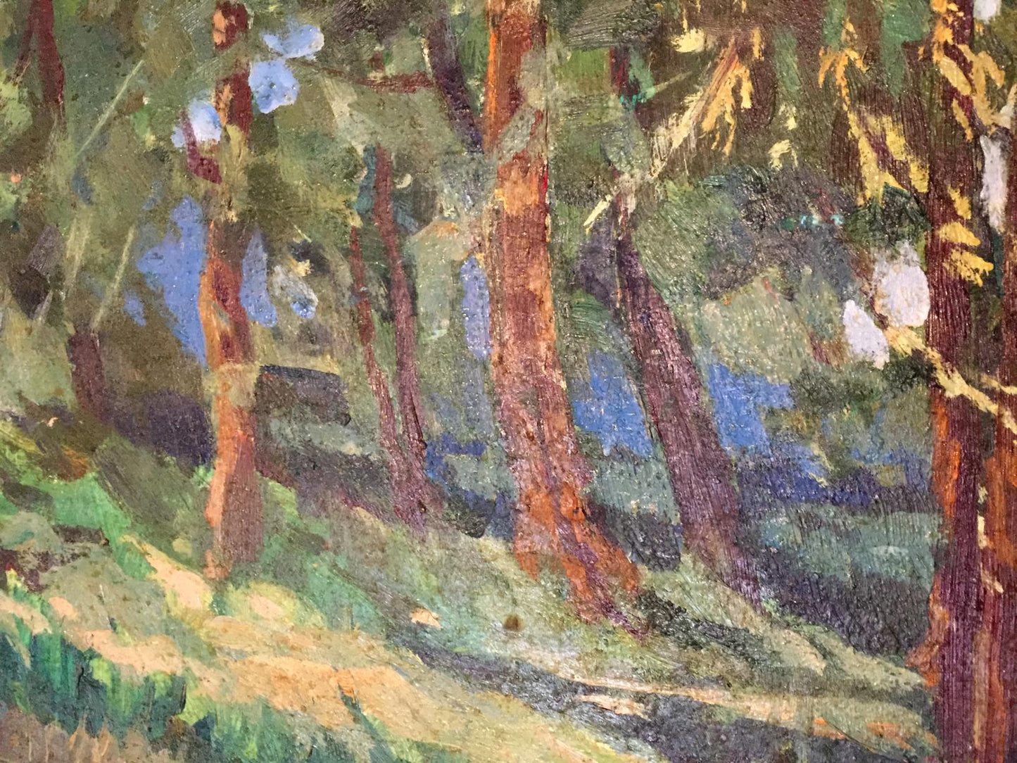 Oil painting Lake in a forest park Unknown artist