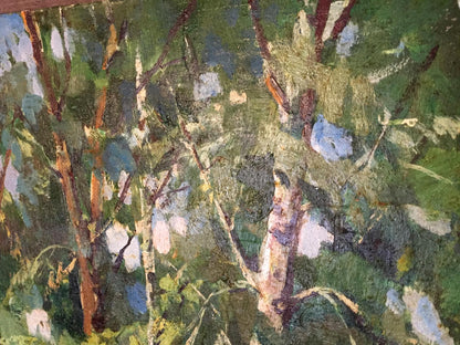 Oil painting Lake in a forest park Unknown artist