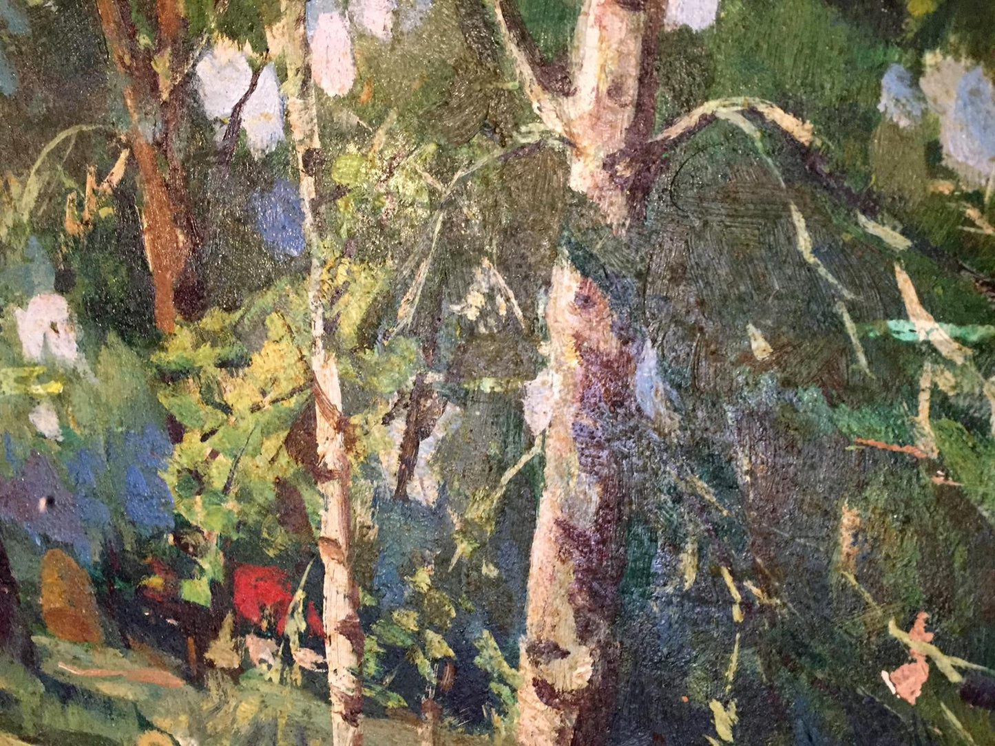 Oil painting Lake in a forest park Unknown artist