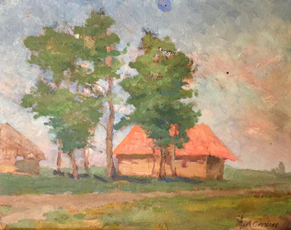 Oil painting House in the forest Leonid Mikhailovich Stil'