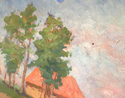 Oil painting House in the forest Leonid Mikhailovich Stil'