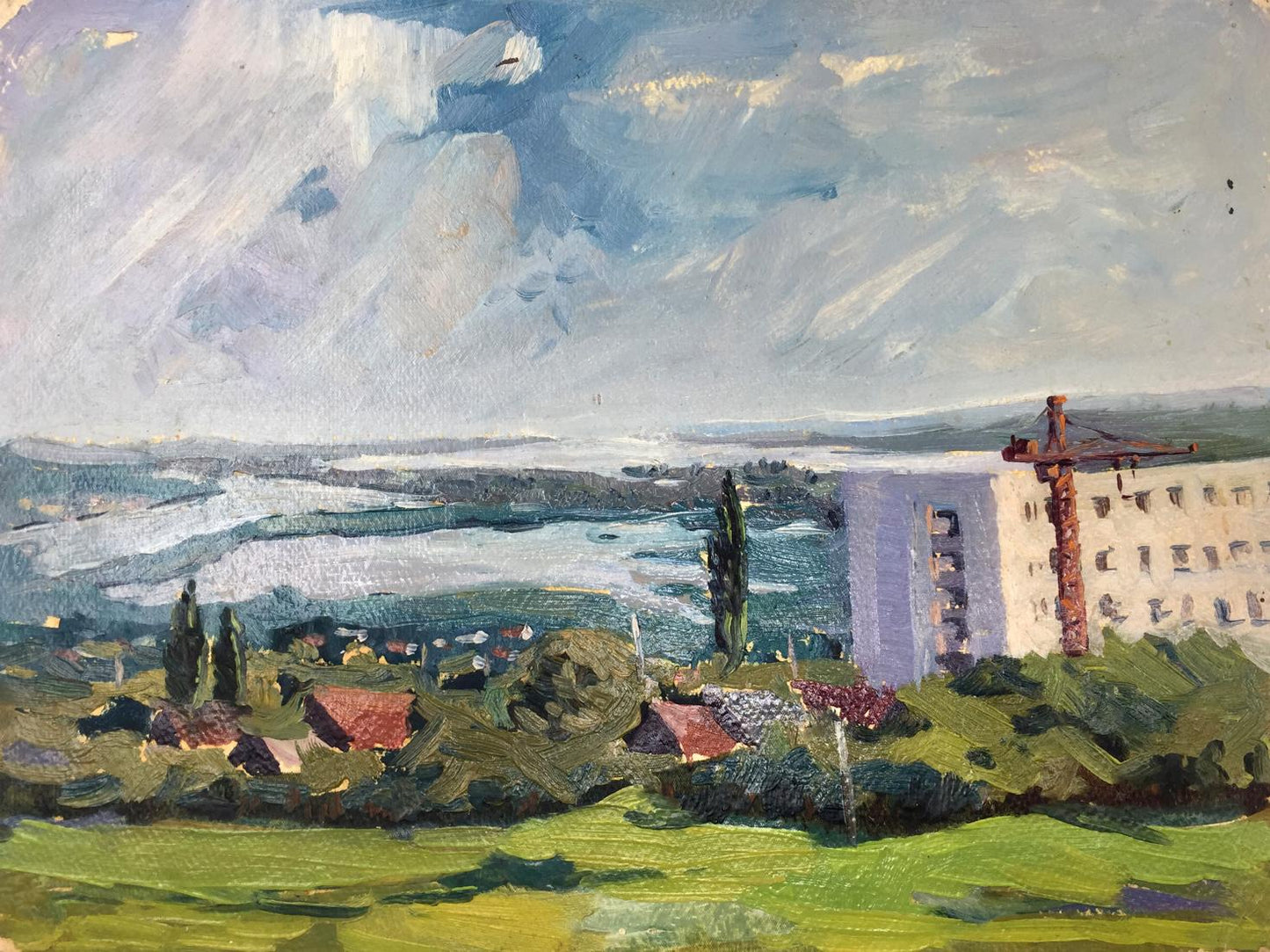 Oil painting Building array original picture painter