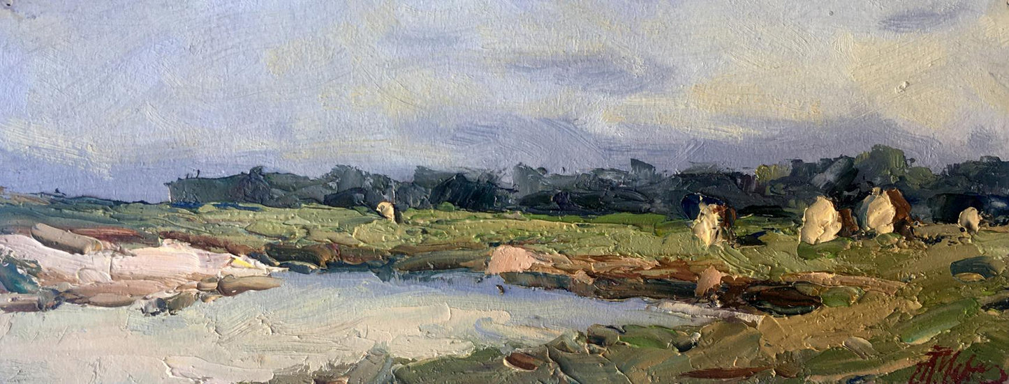 Oil painting Near the lake Alexander Nikolaevich Cherednichenko