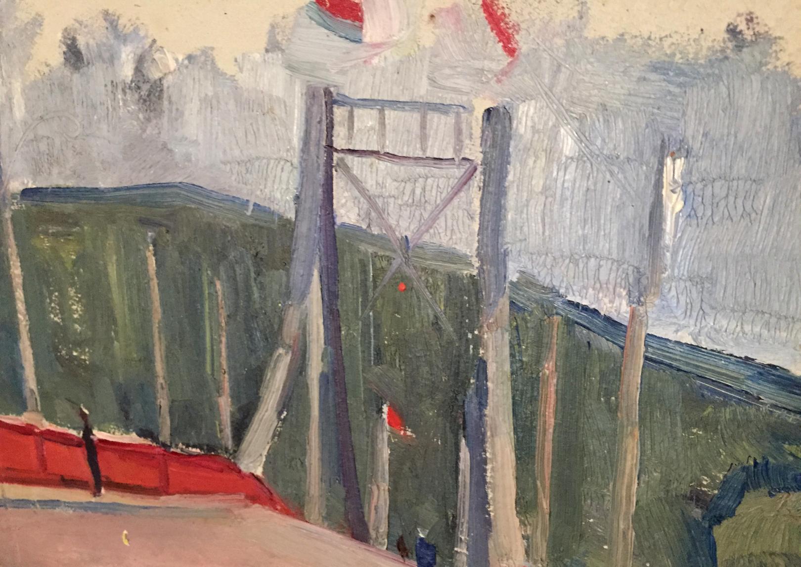 The double oil painting captures different "Places for rest"