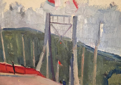 The double oil painting captures different "Places for rest"