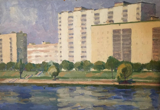 Oil painting City river Khrustalenko Nikolay Aleksandrovich