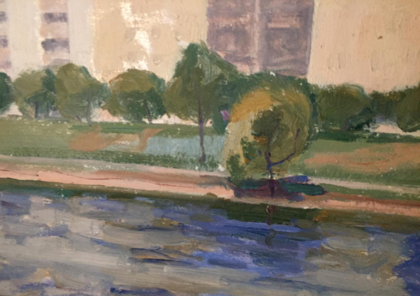 Oil painting City river Khrustalenko Nikolay Aleksandrovich