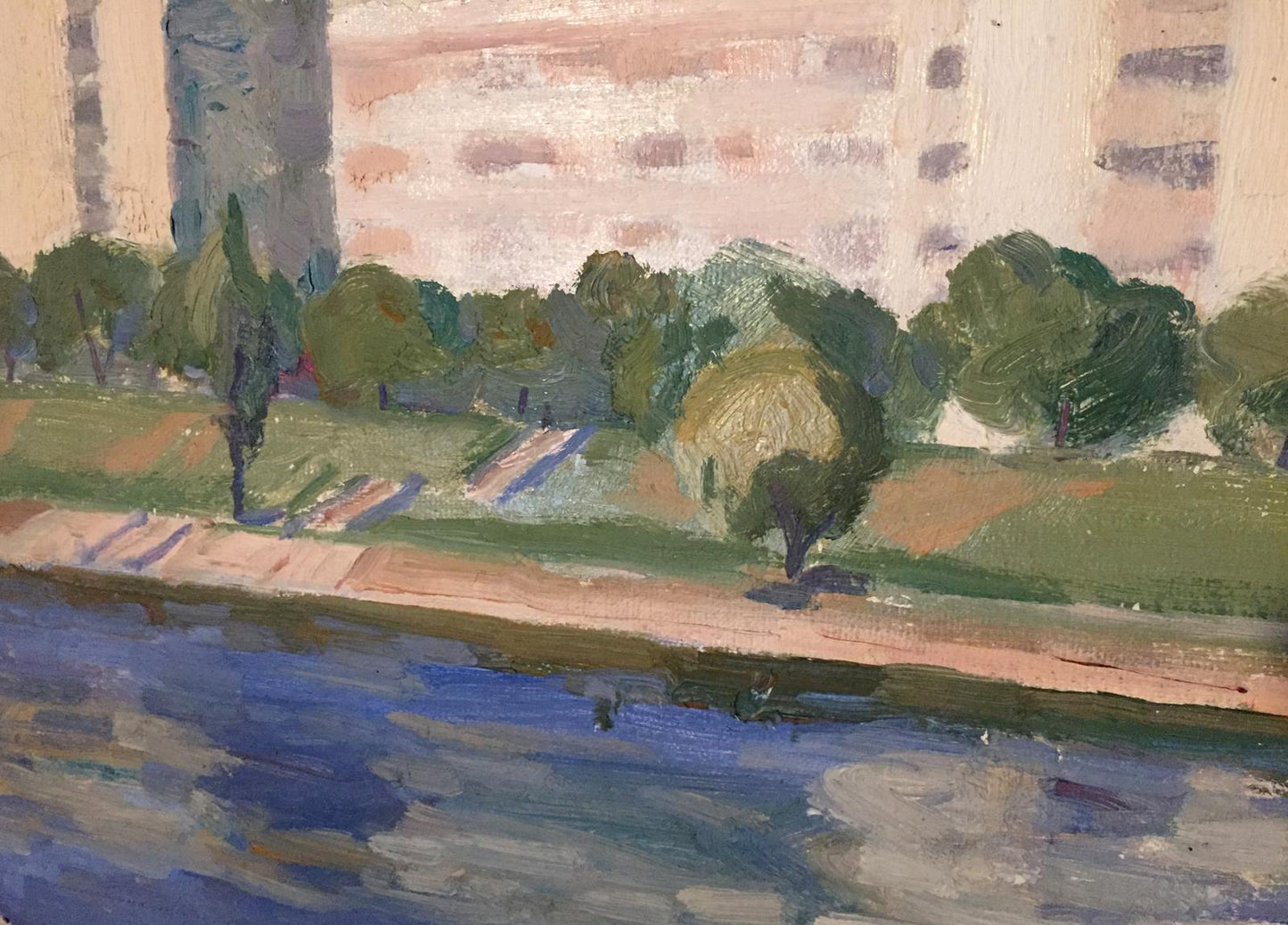 Oil painting City river Khrustalenko Nikolay Aleksandrovich