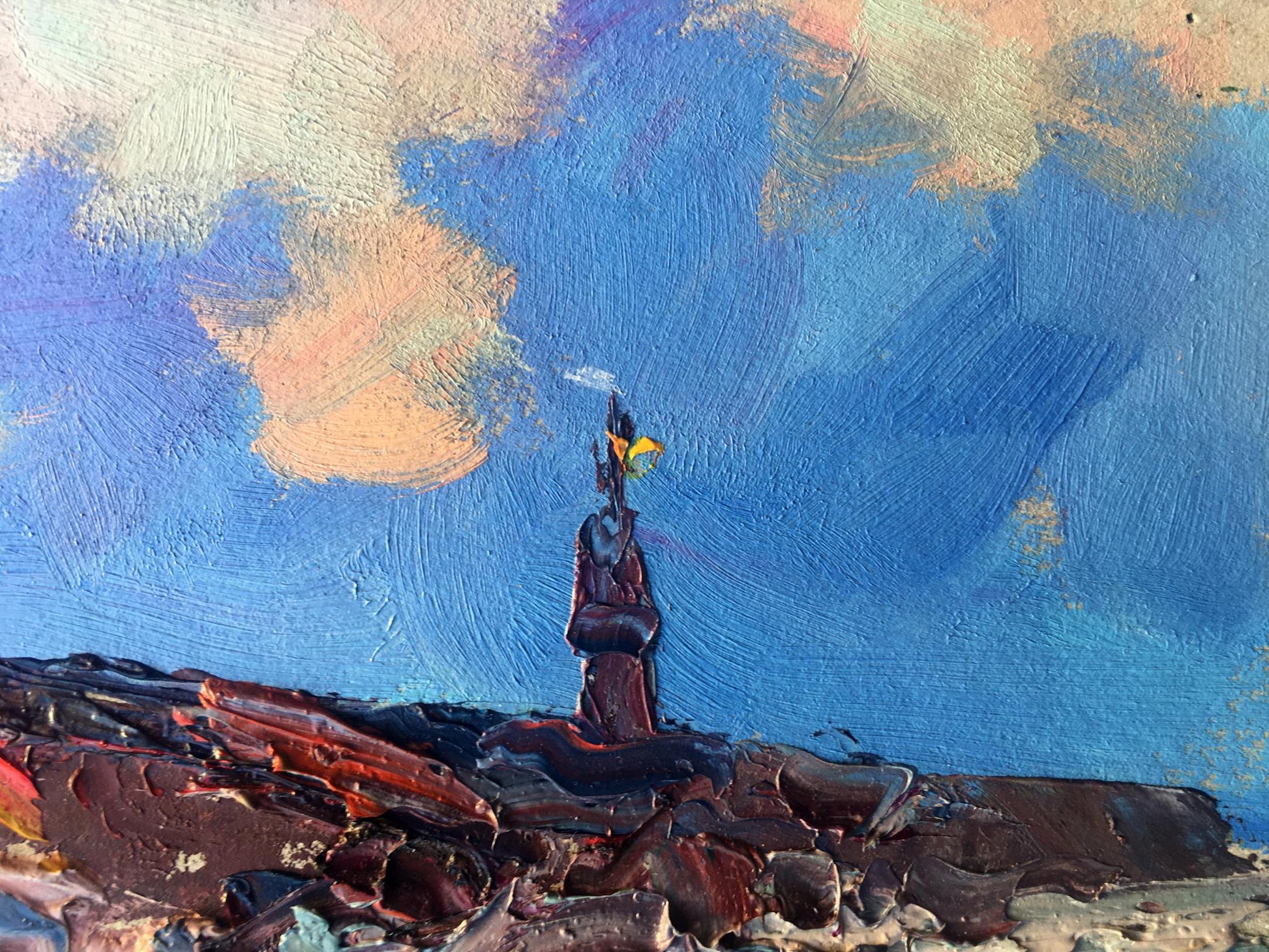 Oil painting Sea Village Landscape 