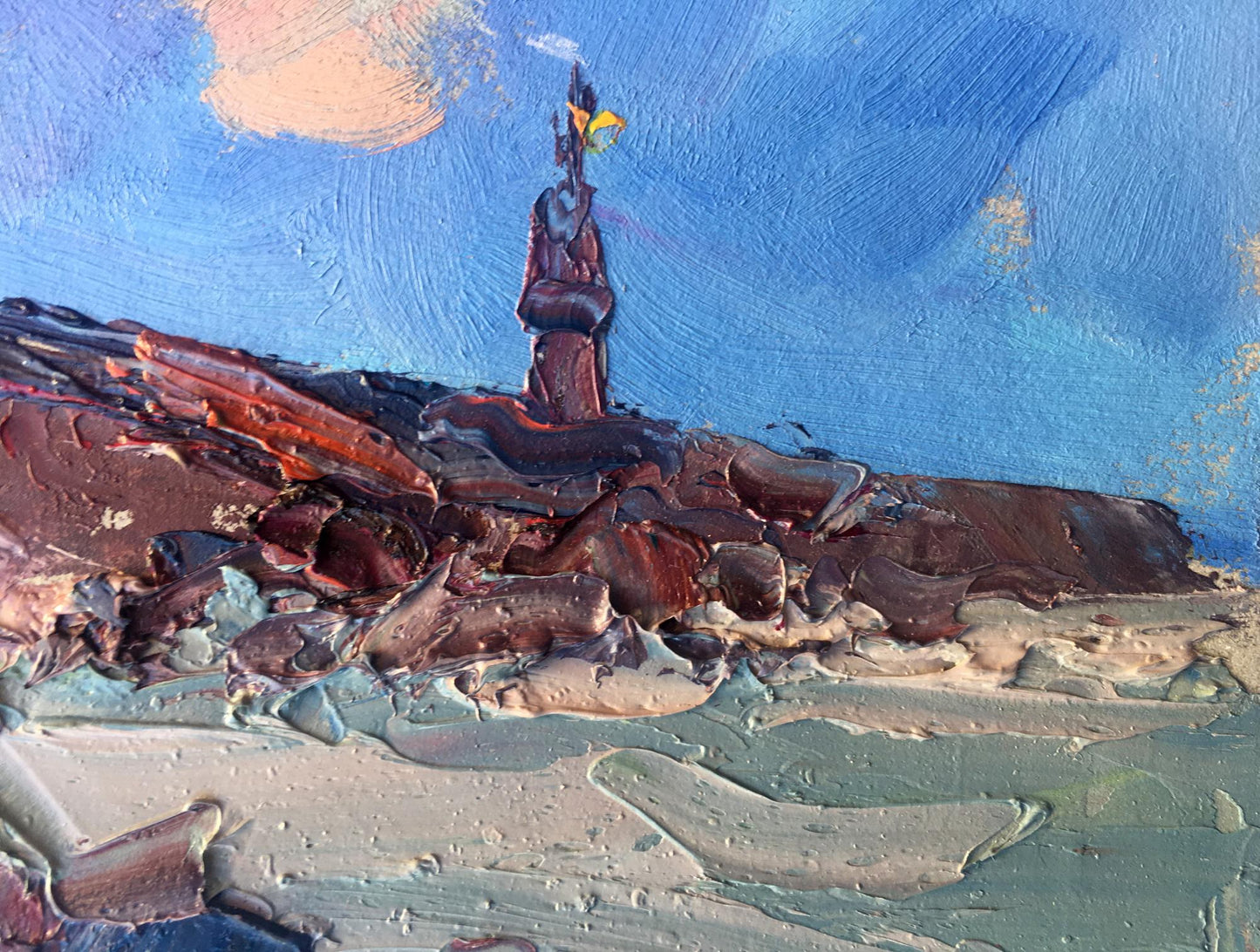 Oil painting Sea Rural landscape 