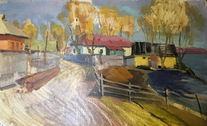 Double oil painting Village