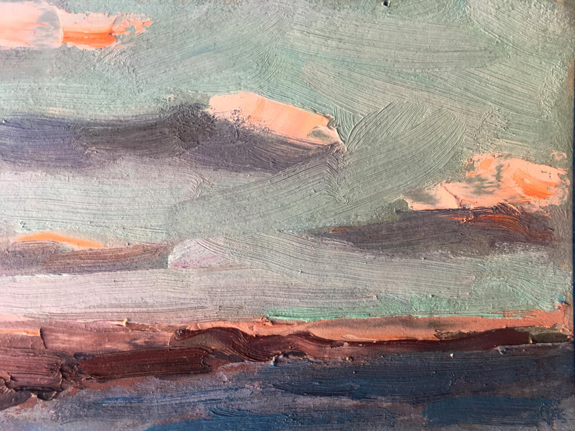 Oil painting sea Village 