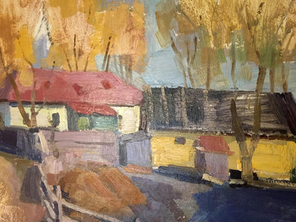 Double oil painting Village