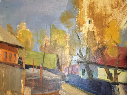 Double oil painting Village