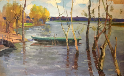 Double oil painting Village