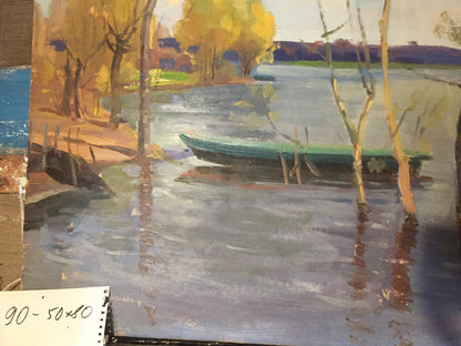 Double oil painting Village